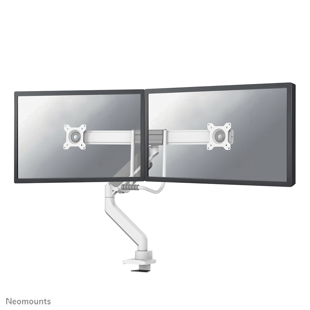 Neomounts NEXT Core DS75-450WH2 Dual crossbar monitor arm - 17-32" - 1-8 kg/screen - gas spring - 180°-stop - Topfix - Easy Install-model - 100% plastic-free packaging - white