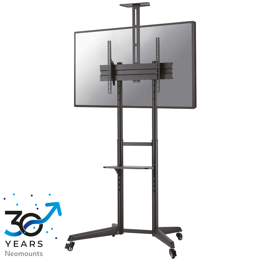 Neomounts FL50-550BL1 TV trolley - 37-70" - max 50 kg - manual h 128,5-145 cm - VESA 100x100-600x400 - incl. cam/hardware shelf - black