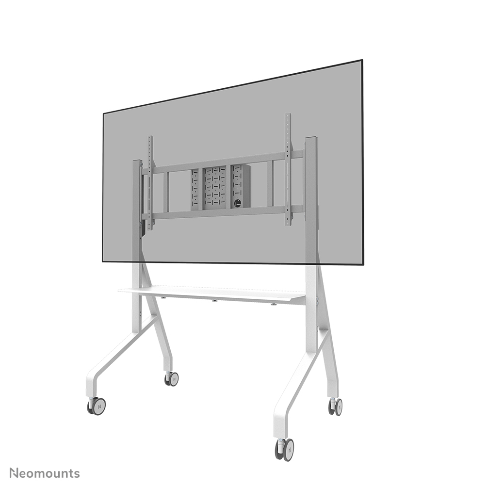 Neomounts MOVE Go XL FL50-575WH1 TV trolley - 65-110" - max 125 kg - manual h 129-139 cm - VESA 100x100-1100x600 - incl. hardware shelf - lockable (excl. lock) - TÜV certified - Rapid Install-model incl. fixing template - video bar kit optionally available - white