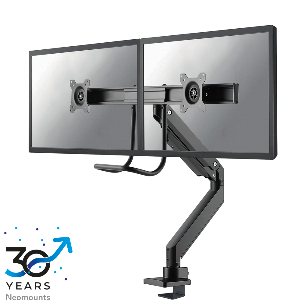 Neomounts NM-D775DXBLACK Dual crossbar monitor arm - 10-32" - 1-8 kg/screen - gas spring - 180°-stop - Topfix - black