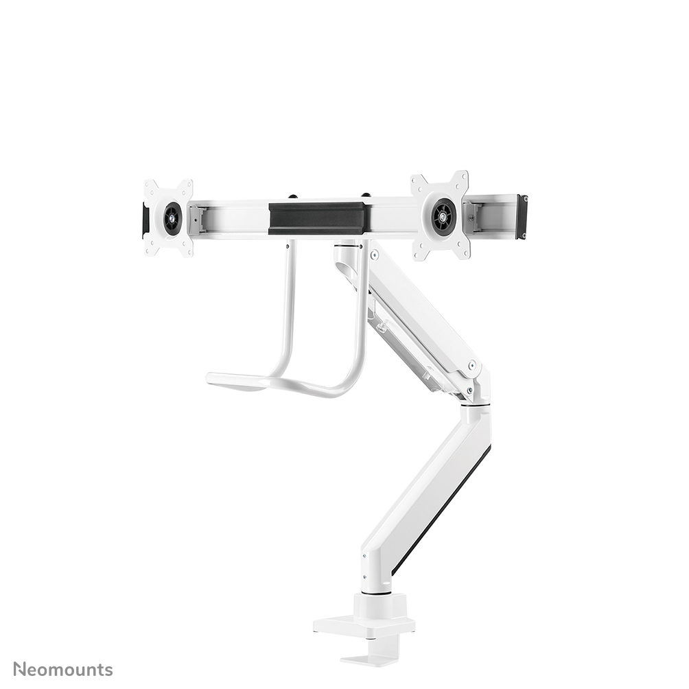 Neomounts NM-D775DXWHITE Dual crossbar monitor arm - 10-32" - 1-8 kg/screen - gas spring - 180°-stop - Topfix - white