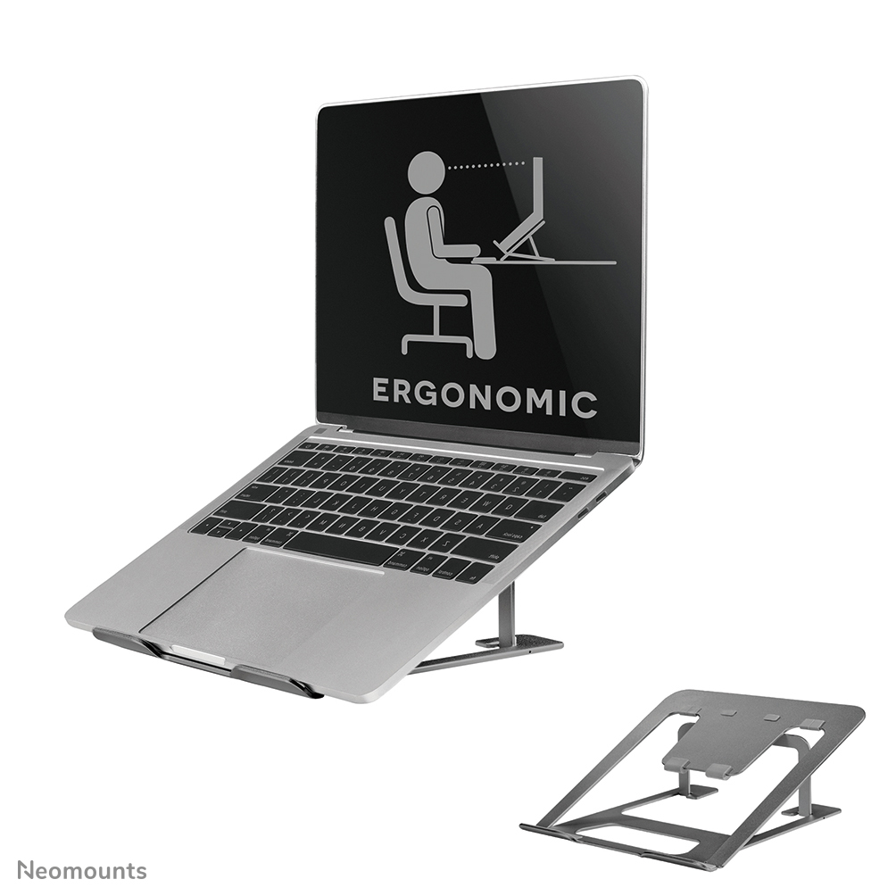 Neomounts NSLS085GREY Laptop stand - 10-17" - max 5 kg - 6 height positions - foldable - compact - ultra-slim - universal - grey