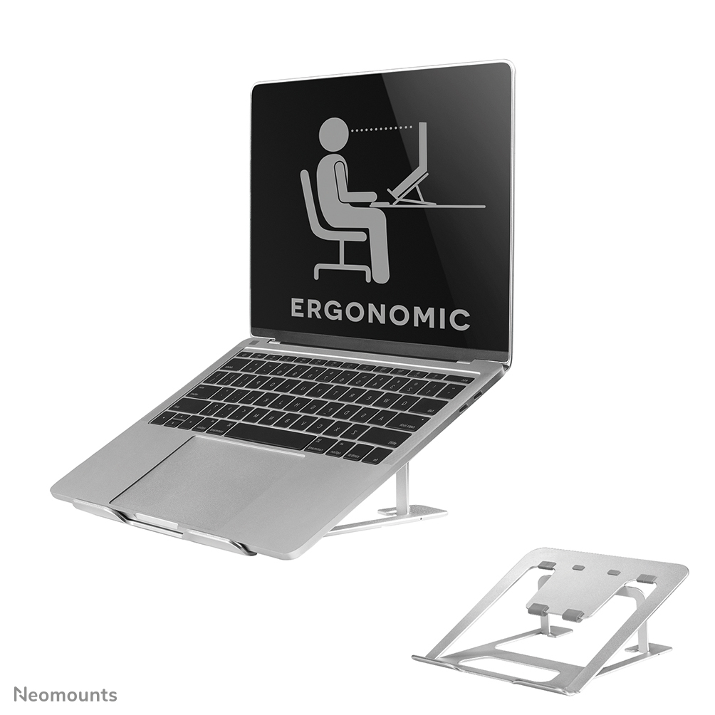 Neomounts NSLS085SILVER Laptop stand - 10-17" - max 5 kg - 6 height positions - foldable - compact - ultra-slim - universal - silver