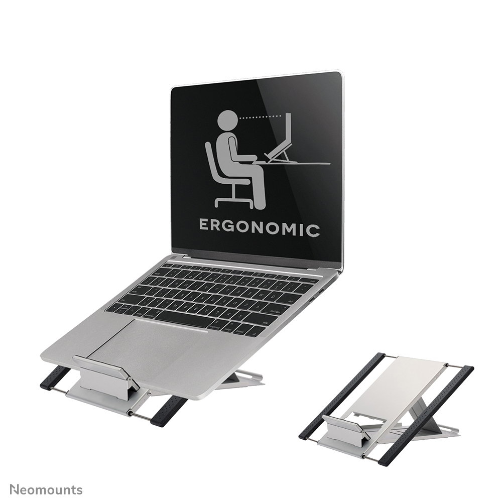Neomounts NSLS100 Laptop stand - 10-22" - max 5 kg - 6 height positions - foldable - compact - universal - silver