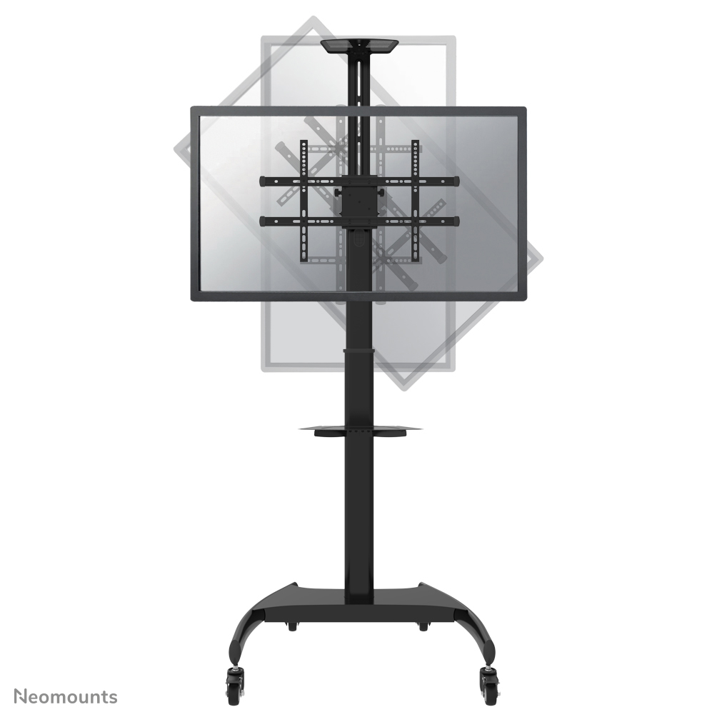 Neomounts PLASMA-M1900E TV trolley - 37-70" - max 50 kg - manual h 130-162 cm - VESA 200x200-600x400 - 90° rotatable - incl. cam/hardware shelf - black