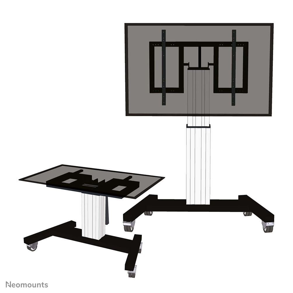 Neomounts PLASMA-M2500TSILVER TV trolley - 42-100" - max 150 kg - motorised h 91-141 cm - VESA 400x200-800x600 - table tilt function - silver